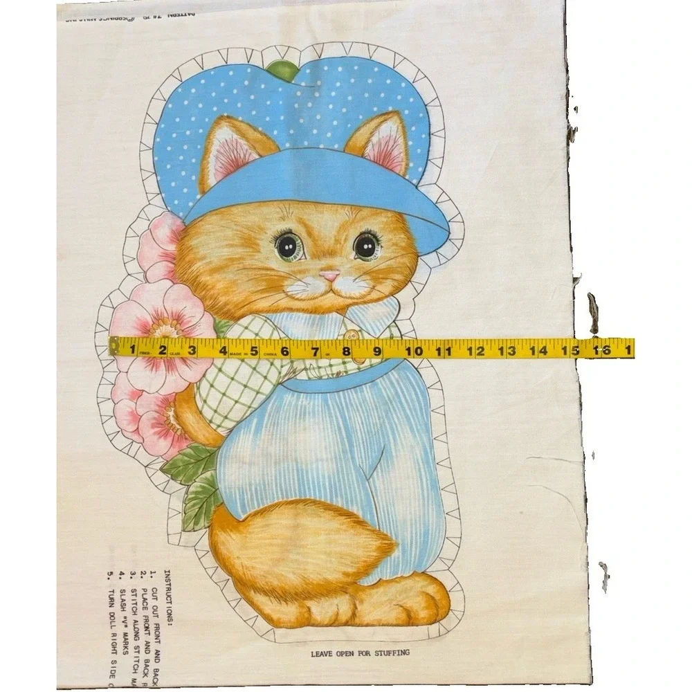 Vintage 1970's Kitty Cat Fabric Pillow Doll Cut & Sew Spring Mills NEW